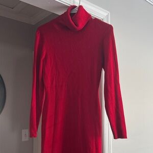 Nina Leonard Red Long Sleeve Dress